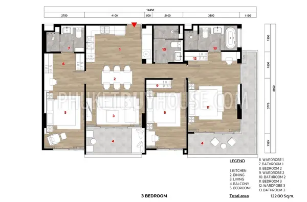 BAN21755: Great Three Bedroom Apartment in Bang Tao. Photo #14