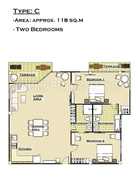 NAI4207: Two Bedroom Seaview Penthouse within Walking Distance to the Nai Harn Beach. Photo #4