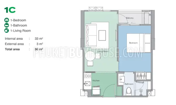 BAN21822: One Bedroom Apartment Not Far From Bang Tao Beach. Photo #18