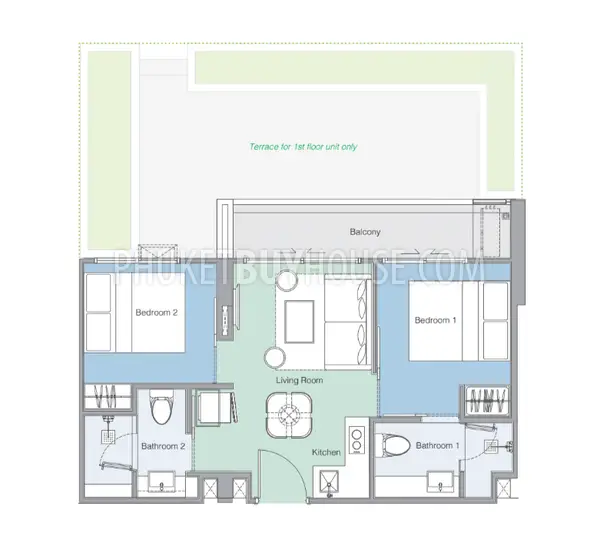 BAN21823: Two Bedroom Apartment Close to Bang Tao Beach. Photo #13