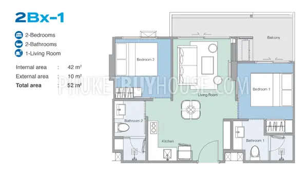 BAN21823: Two Bedroom Apartment Close to Bang Tao Beach. Photo #15