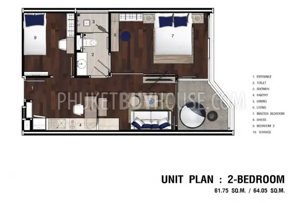 NAI5068: 2 bedroom deluxe apartment with pool access in new Condominium near Nai Harn Beach. Photo #9