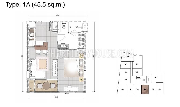 BAN5477: Апартаменты с 1 спальней в новом кондоминиуме в районе Бангтао. Фото #12