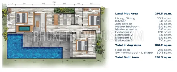 LAY5608: Stunning Three-Bedroom Pool Villa close to the Layan beach. Photo #12