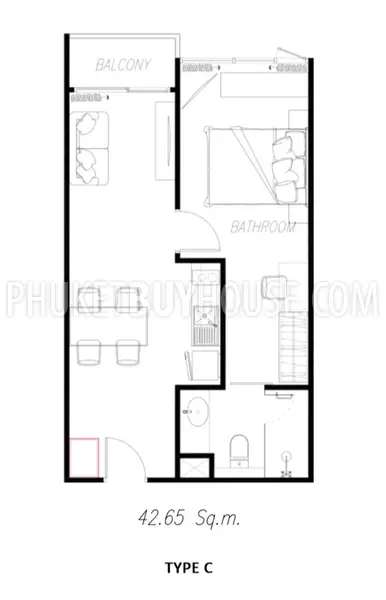 BAN5752: Magnificent 1 Bedroom Apartment with Sea side in Bang Tao. Fotoğraf #8