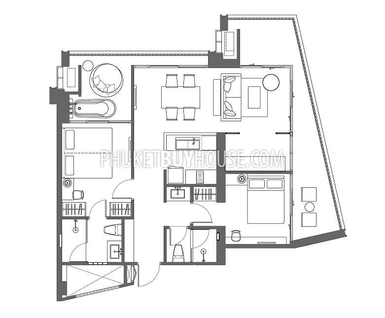 NAI6994: Угловые Апартаменты на 2 Спальни в районе Най Харн. Фото #27