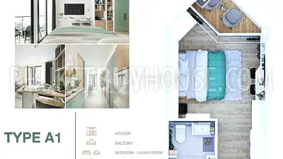 BAN6438: Studio with a unique layout in Eco condominium at crisis prices in Bang Tao area. Fotoğraf #37