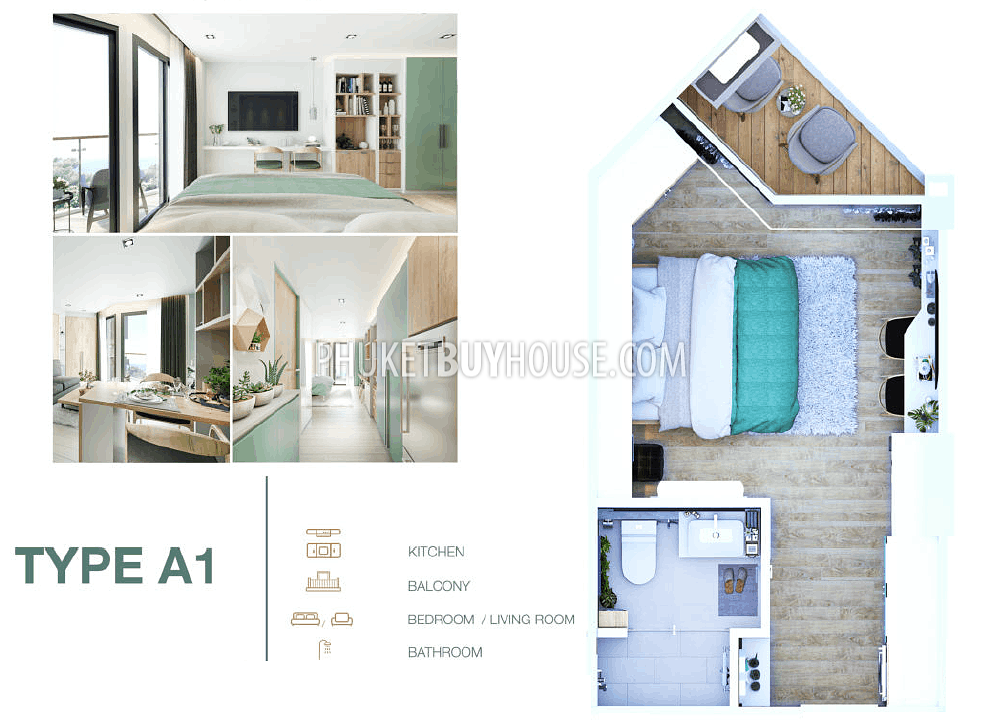 BAN6438: Studio with a unique layout in Eco condominium at crisis prices in Bang Tao area. Photo #37