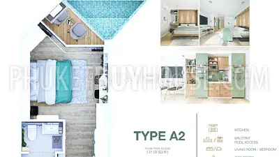 BAN6438: Studio with a unique layout in Eco condominium at crisis prices in Bang Tao area. Fotoğraf #38