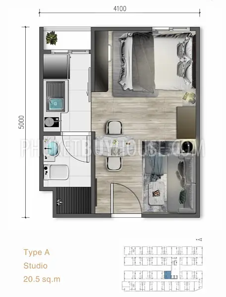 NAY6455: Freehold Studio in the New Condominium in Nai Yang Beach. Photo #6