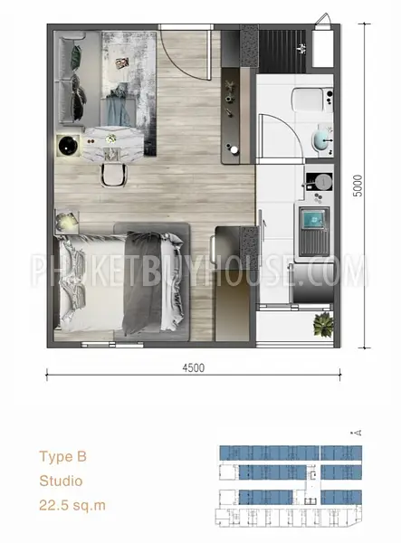 NAY6455: Freehold Studio in the New Condominium in Nai Yang Beach. Photo #7