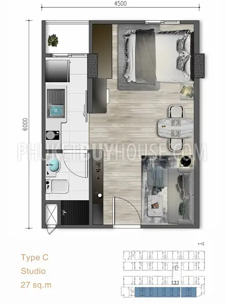 NAY6455: Freehold Studio in the New Condominium in Nai Yang Beach. Photo #8