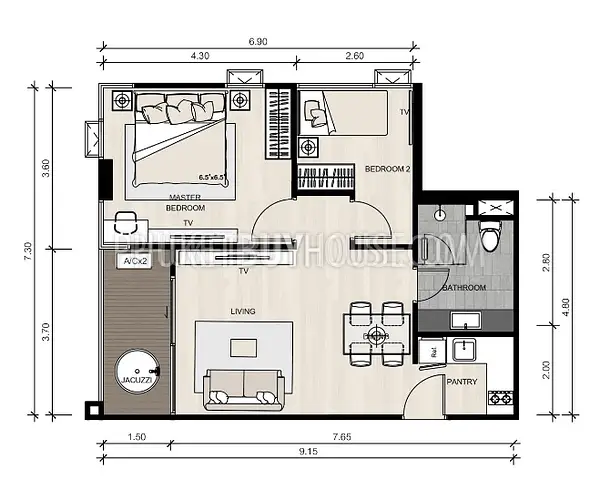 NAT6490: 奈顿海滩的两居室公寓. 照片 #40