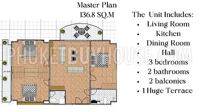 PHU21991: Huge 3 Bedroom apartments in Phuket Town. Photo #11