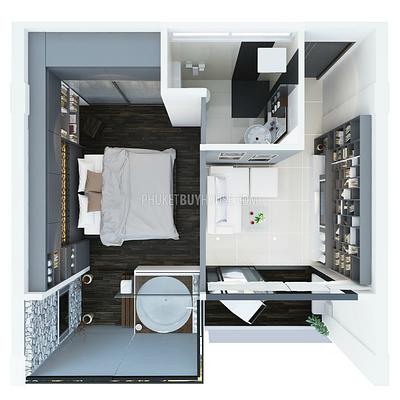 KAM5103: 卡马拉35平方米的新工作室，带按摩浴缸和阳台。现代公寓。投资回报。. Photo #18