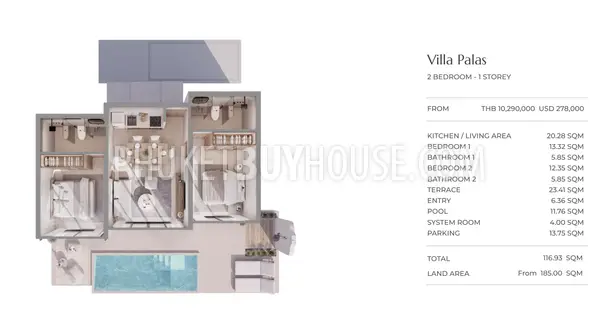 BAN22023: Serenity in Simplicity: 2-Bedroom Villa For Sale in Bang Tao. Photo #11