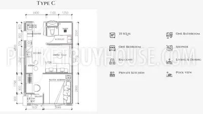 BAN22001: Modern Elegance: Chic 1-Bedroom Apartment For Sale in Bang Tao. Fotoğraf #8