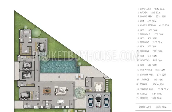 KOH22046: Sophisticated Living: 5BR/6Bath Villa with Private Pool, Dual Kitchens, For Sale in Ko Kaew. Photo #18