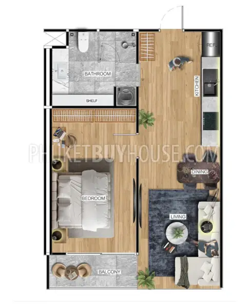 BAN22064: One Bedroom Unique Apartment For Sale Minutes Away from Bang Tao Beach. 照片 #15
