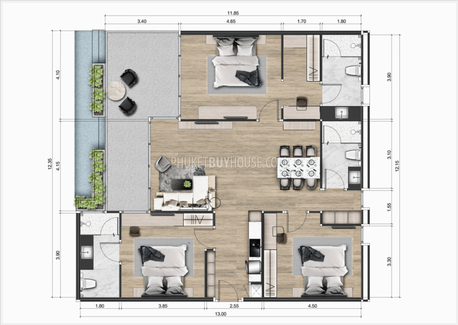 PAT22106: Ограниченное Предложение Уникальной Квартиры с 3 спальнями на Патонге. Фото #12