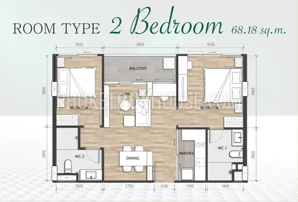 BAN7167: Two Bedroom Apartment with Garden View in Bang Tao. Photo #5