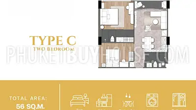 CHA22254: Two Bedroom Apartment with Unique Atmosphere in New Condo in Chalong for Sale. Photo #3